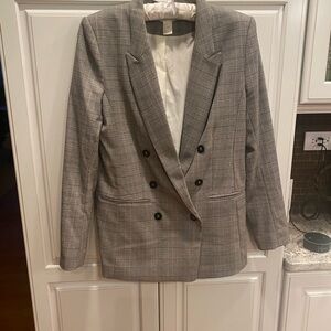 H&M Classic Gray Checkered Blazer